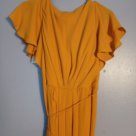 Davids Bridal Formal Floor Length Wrap Dress Size 6 Marigold NWT ,Flutter Sleeve - Picture 13 of 16